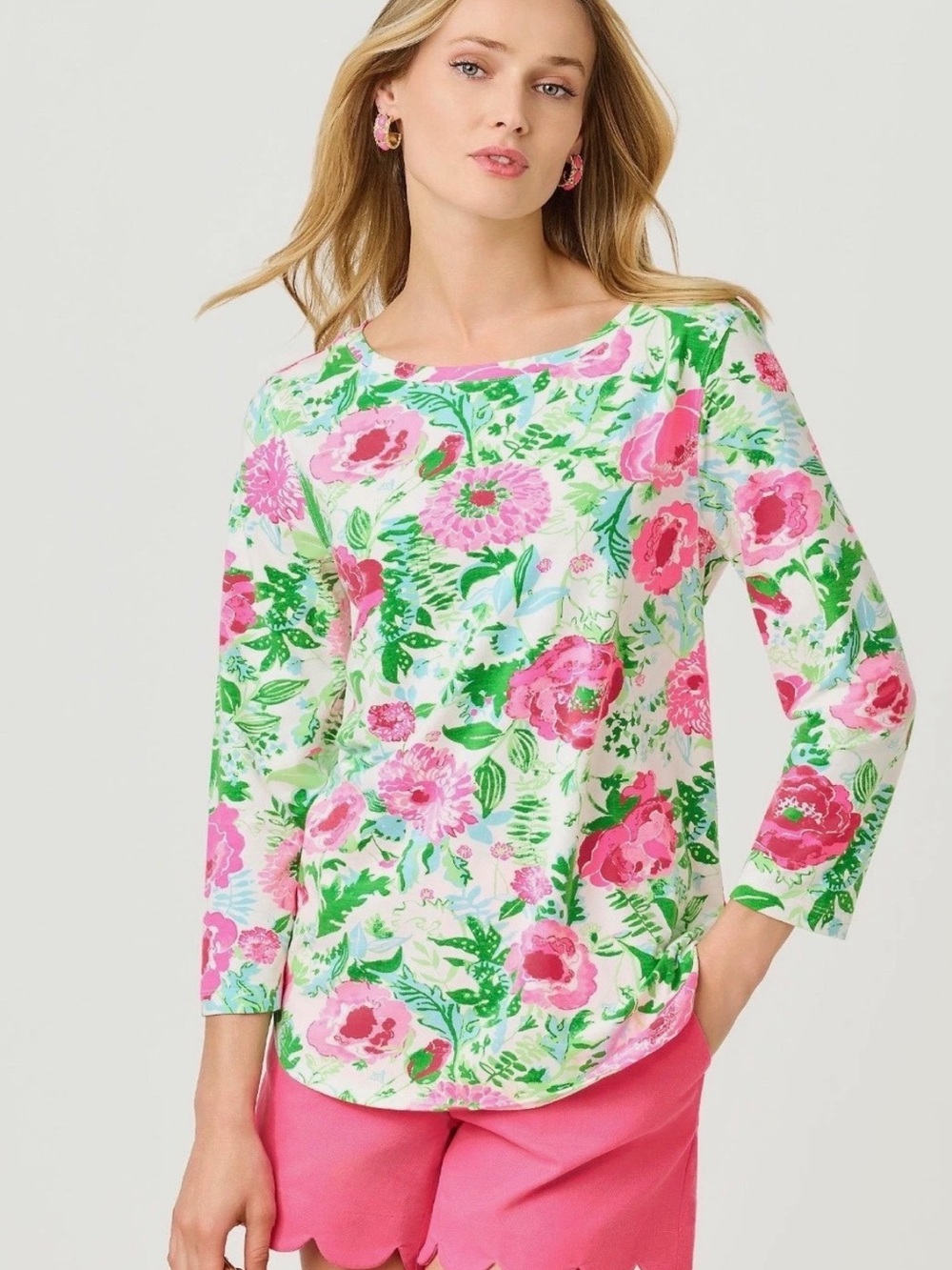 Lilly Pulitzer Key West Multi Poppy Party Floral Pink Top Sz XS NWT